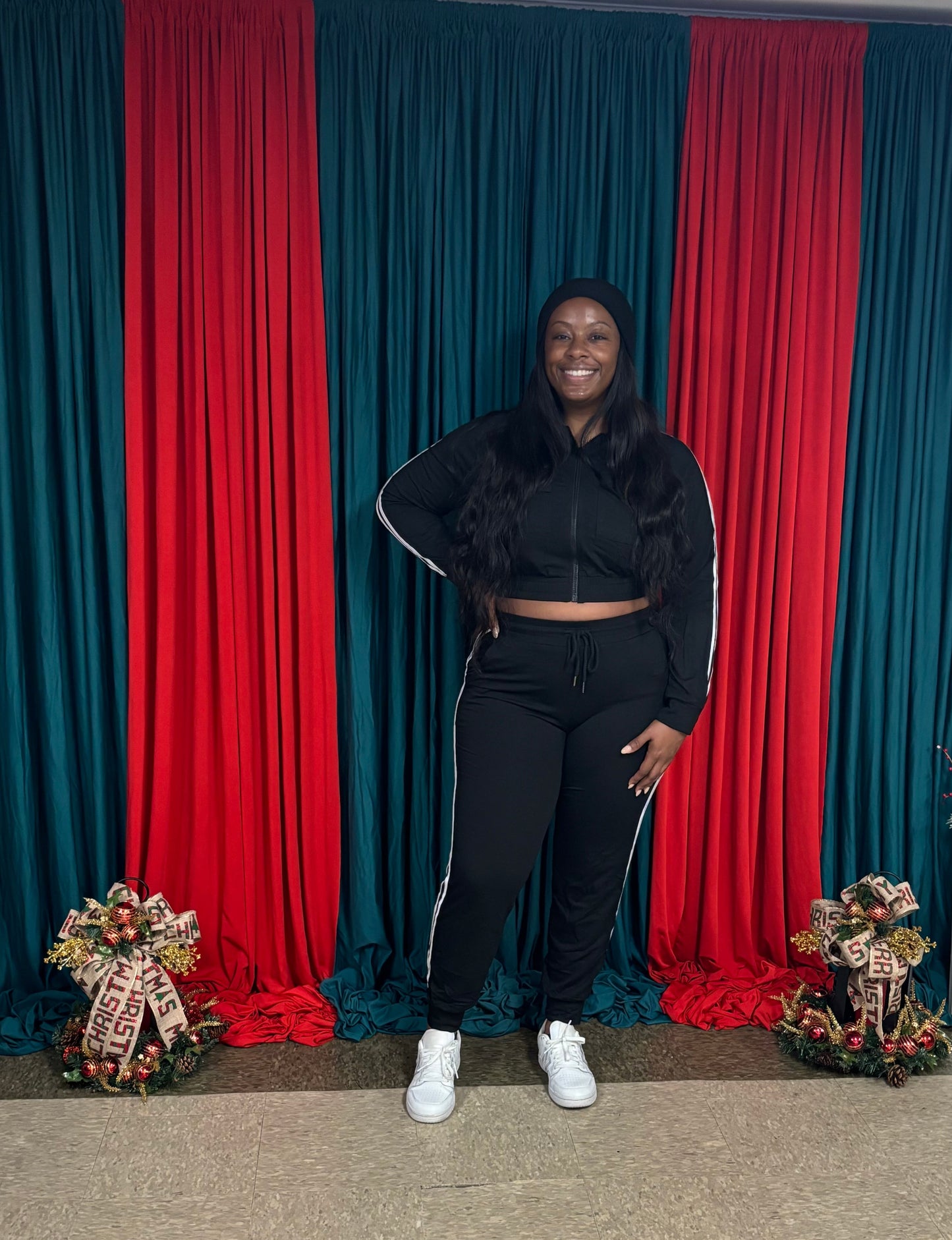 Black Striped Lounge Set