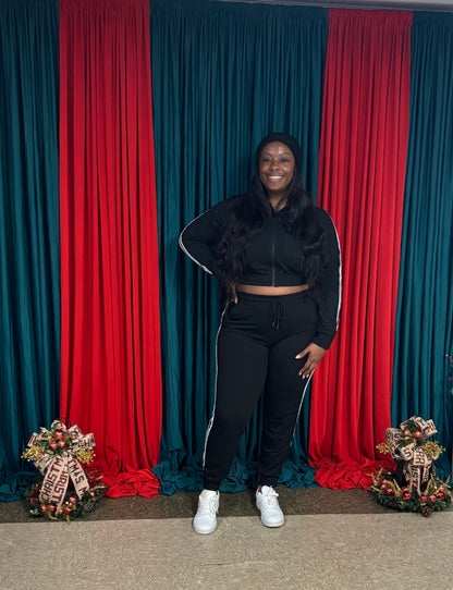 Black Striped Lounge Set