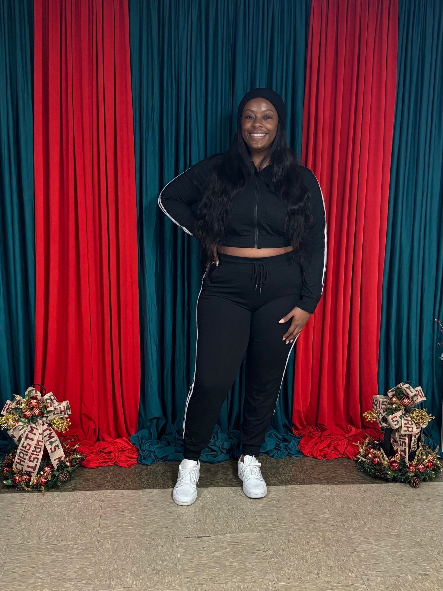 Black Striped Lounge Set