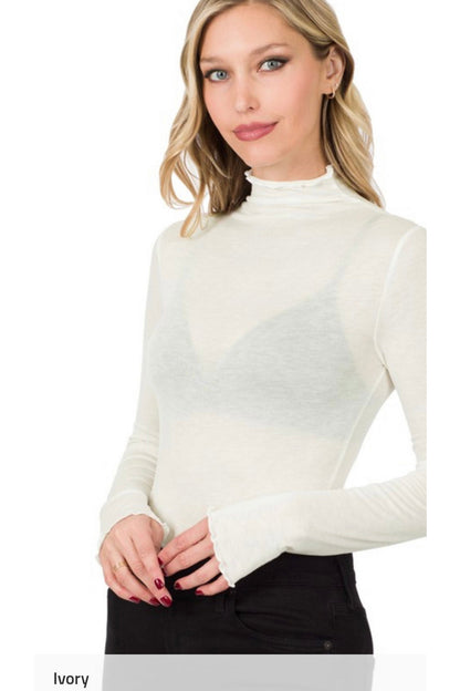 See Right Through You Mesh Long Sleeve Top